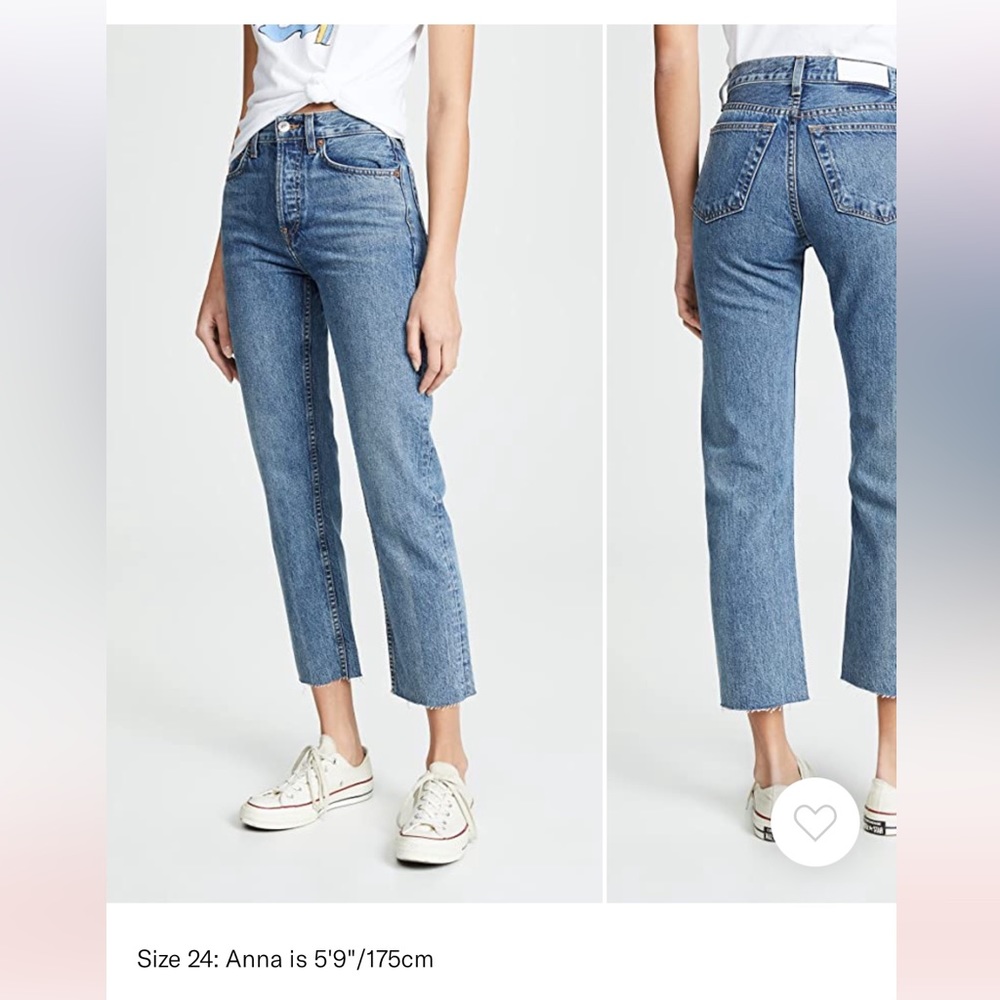 RE/DONE High rise rigid stove pipe jeans size 26 wash medium vain